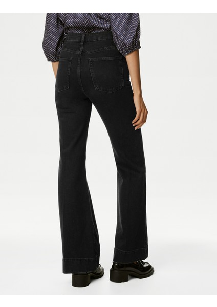 Yüksek Bel Flared Fit Jean Pantolon