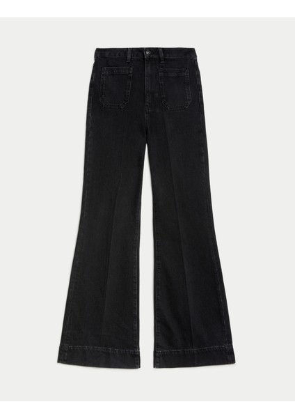 Yüksek Bel Flared Fit Jean Pantolon