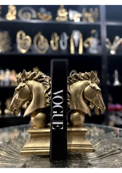 2'li At Kafası Kitap Tutucu Gold