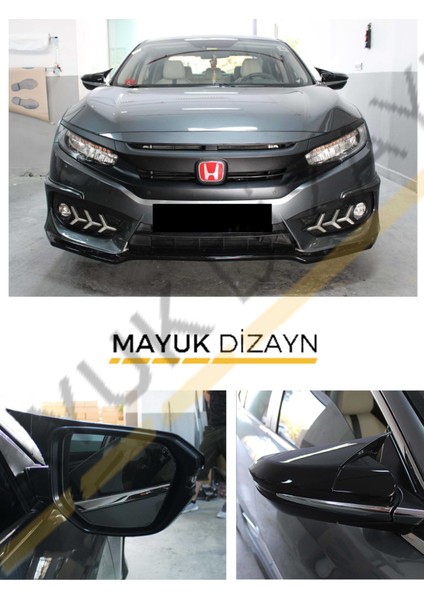 Honda Civic Fc5 2016-2021 Batman Yarasa Ayna Kapağı --Mayuk Dizayn--