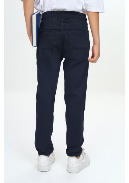 Çocuk Unisex Kız/erkek Beli Lastikli Dar Paça Pamuklu Gabardin Kumaş Lacivert Okul PANTOLONU-PNT-2023 indirimleri