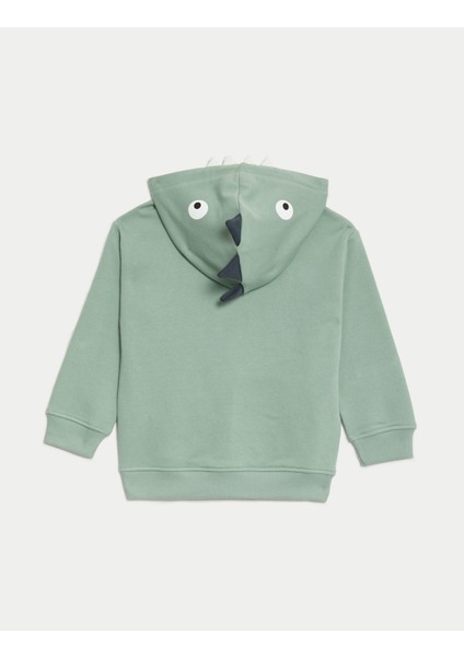 Canavar Desenli Fermuarlı Sweatshirt (2-8 Yrs)