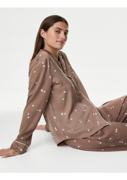 Dream Satin:kalp Desenli Pijama Takımı