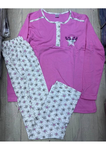 - Pembe Yıldız Desen Penye Pijama Takımı- M Beden fiyatları
