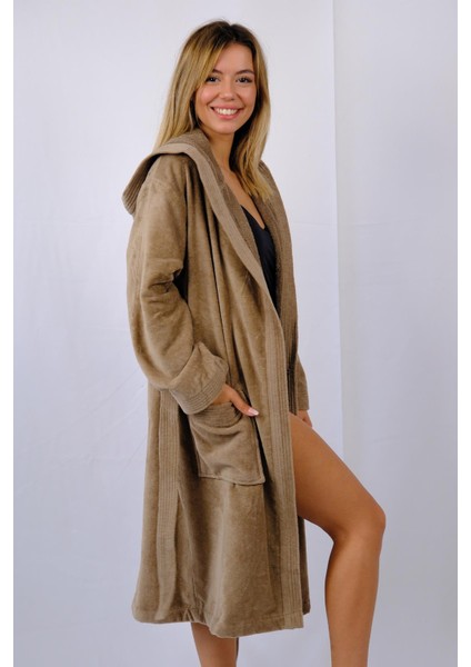 %100 Organik Pamuk Kapüşonlu Ekstra Yumuşak Kadın Bornoz modelleri