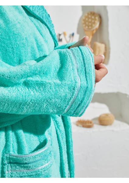 %100 Pamuk Özel Tasarım Ekstra Yumuşak Şalyaka Kadın Bornoz