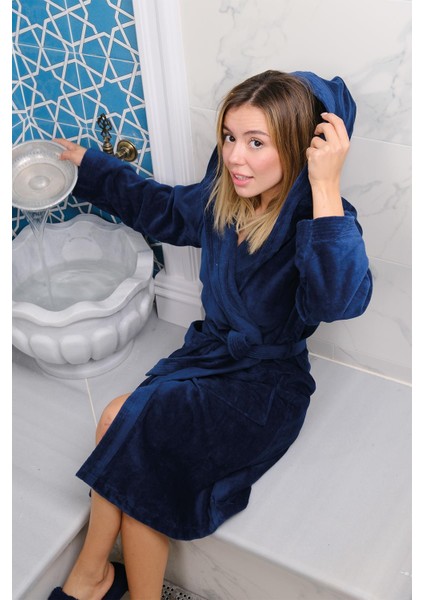 %100 Organik Pamuk Kapüşonlu Ekstra Yumuşak Kadın Bornoz indirimleri