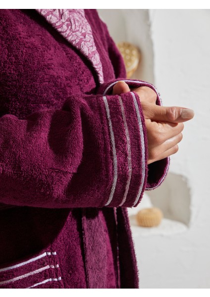 %100 Pamuk Özel Tasarım Ekstra Yumuşak Şalyaka Kadın Bornoz