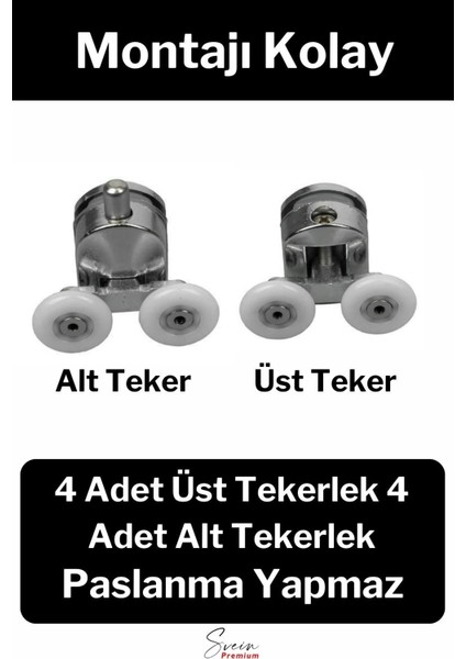 Dayanıklı Duşakabin Tekerleği Alt Üst Sürgülü Cam Kabin Tekeri Rulman Metal Gövdeli 8 Li Set fiyatları