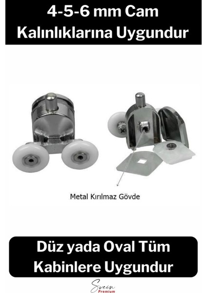 Dayanıklı Duşakabin Tekerleği Alt Üst Sürgülü Cam Kabin Tekeri Rulman Metal Gövdeli 8 Li Set