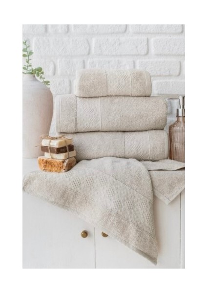 Jakarlı Havlu Set 4 Lü 70*140 cm 2 Adet 50*90 cm 2 Adet Kahverengi fiyatları
