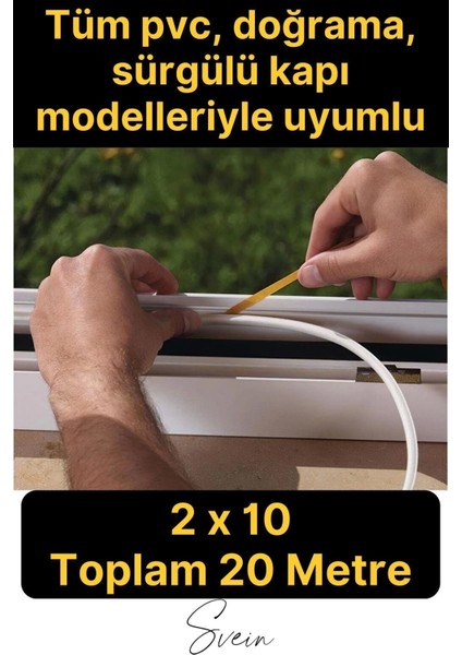 Pvc Doğrama Pencere Fitili Izolasyon Bandı Kendinden Yapışkanlı Beyaz Kauçuk Yalıtım Bant 2X10=20 mt