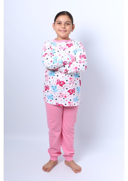 Kız Çocuk Pijama Takımı Baskılı Ribanalı C50