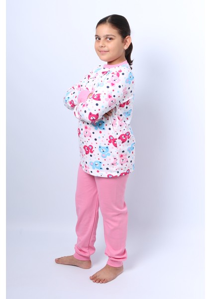 Kız Çocuk Pijama Takımı Baskılı Ribanalı C50