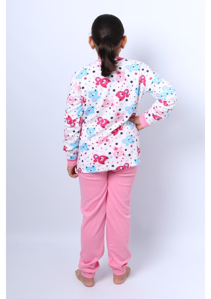 Kız Çocuk Pijama Takımı Baskılı Ribanalı C50