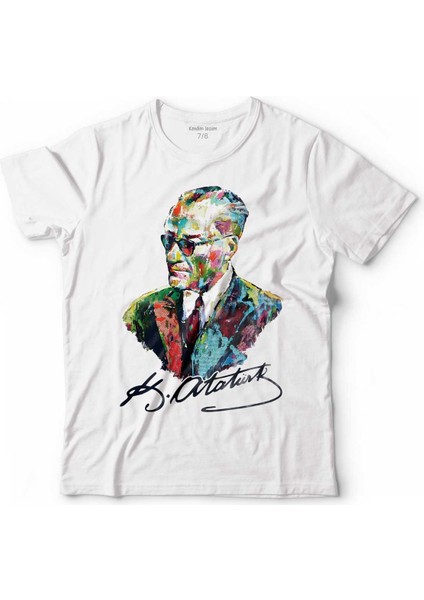 Karizma Gözlüklü Gazi Mustafa Kemal Atatürk Portresi Baskılı Çocuk Tişört