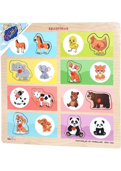 Ahşap Tutmalı Eşleştirme - Hayvanlar ve Yavruları
