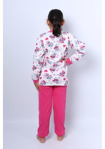 Kız Çocuk Pijama Takımı Baskılı Ribanalı C50