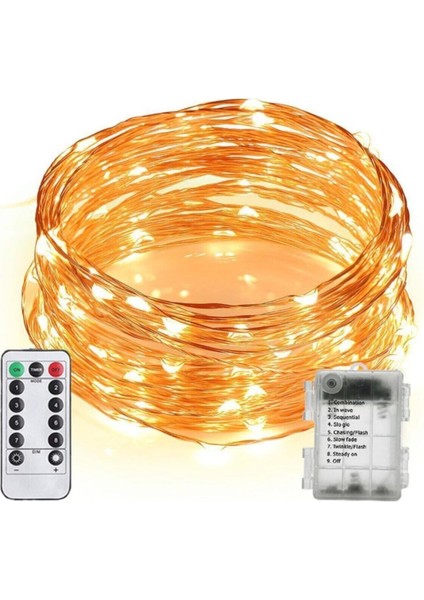 Bys Home 10 Metre Pil Ile Çalışan Peri Tel LED Işık Kumandalı Animasyonlu Pilli LED Çok Amaçlı Aydınlatma