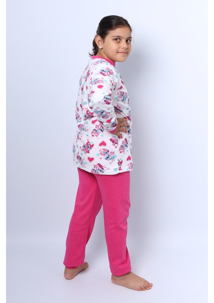 Kız Çocuk Pijama Takımı Baskılı Ribanalı C50 modelleri