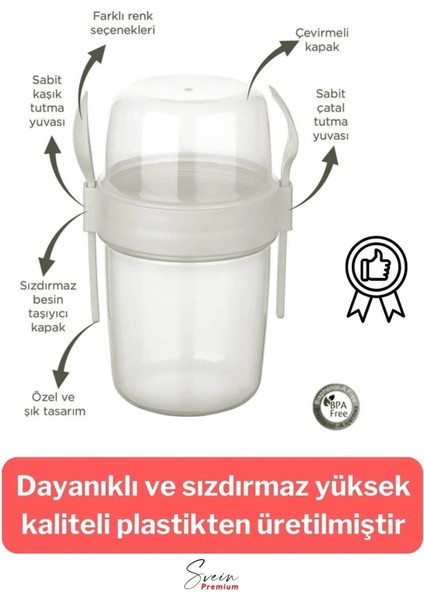 Saklama Kabı Kapaklı Erzak Beslenme Çantası Detox Müsli Diyet Kabı Çok Renkli Container 650 ml