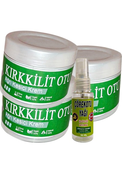 Kırkkilit 100 ml 3lü Vücut Relax Kremi Bölgesel Bakım Kremi CRK:056 ile Yanında Hediye 30 ml Çörek Otu Yağı