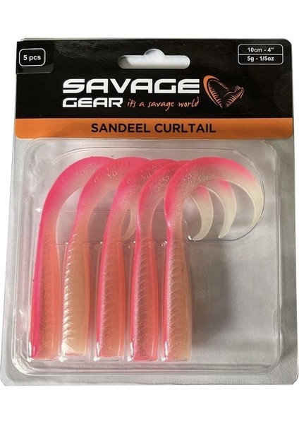 Lb Sandeel Curltail 10CM Pink Glow Back 5 Adet