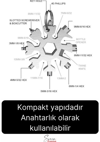 Çok Amaçlı Metal Kar Tanesi Tornavida Seti Taşınabilir Pratik Alyan Takımı 18 In 1 Anahtarlık Açıcı fırsatları