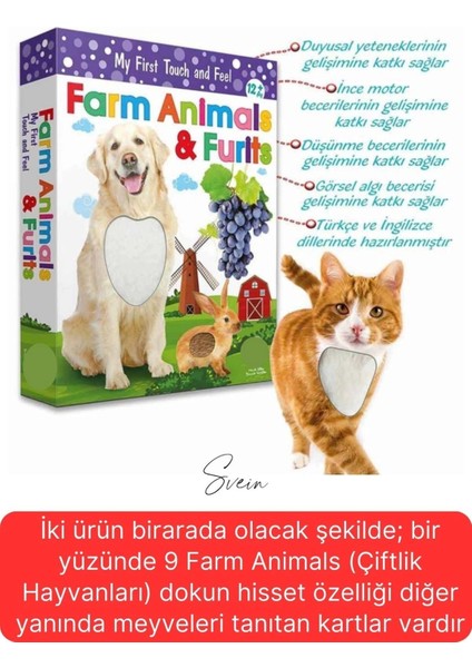 Premium Kutulu Eğitici Öğretici Farm Animals Çiftlik Hayvanları ve Meyveler El Göz Koordinasyon Oyun