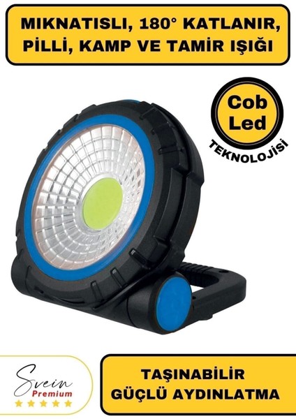 Taşınabilir Cep Boy Pilli Mıknatıslı Katlanır Ayaklı Kamp Bahçe Ev Için Mini Cob Projektör LED Işık