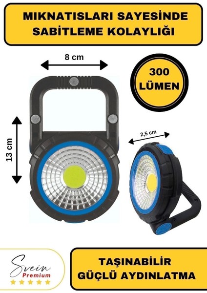 Taşınabilir Cep Boy Pilli Mıknatıslı Katlanır Ayaklı Kamp Bahçe Ev Için Mini Cob Projektör LED Işık