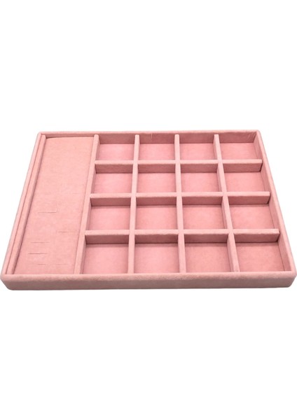 Yerli Üretim Amsterdam Model Süet Kumaş Pembe Renk 34/24 cm Çekmece Ici Takı Standı fiyatları