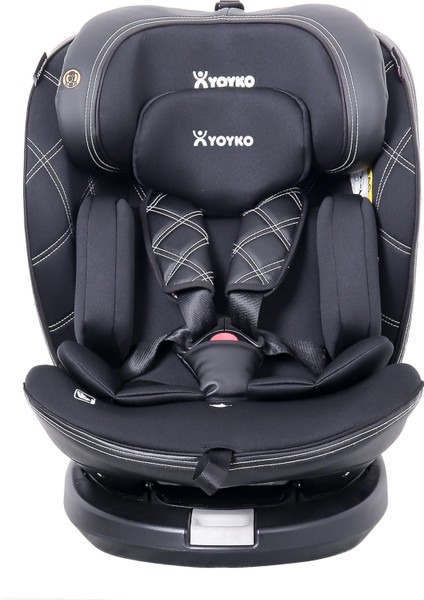 Ultimate 360 ° Dönebilir Yatabilir 0-36 Kg Deri Oto Koltuğu ISOFIX/SIP/LATCH Siyah