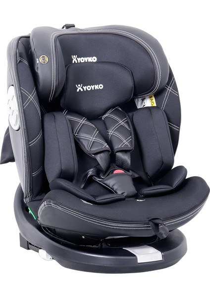 Ultimate 360 ° Dönebilir Yatabilir 0-36 Kg Deri Oto Koltuğu ISOFIX/SIP/LATCH Siyah