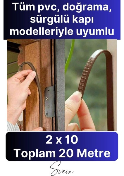 Kapı Pencere Fitili Soğuk Izolasyon Bandı Kendinden Yapışkanlı Güçlü Kauçuk Yalıtım Bant 2X10=20 mt