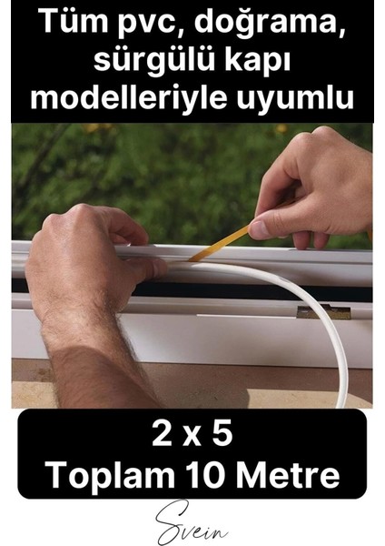 Premium Kapı Pencere Soğuk Toz Geçirmez Izolasyon Fitili Kendinden Yapışkanlı Isı Yalıtım 2x5=10 mt