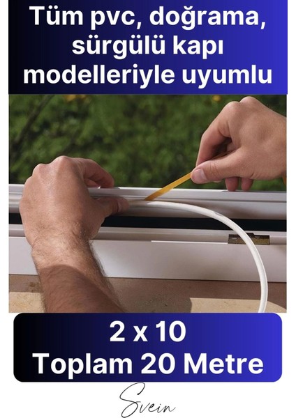 Kapı Pencere Fitili Soğuk Izolasyon Bandı Kendinden Yapışkanlı Güçlü Kauçuk Yalıtım Bant 2X10=20 mt