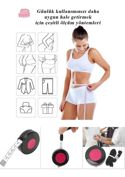Askılı Otomatik Mezura Rondo Otomatik Mezura 150 cm Vücut Ölçüm Mezurası Askılı Ipli