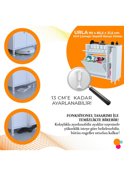 Yenice Çok Amaçlı Banyo Dolabı 2 Kapaklı Kirli Çamaşır Sepetli Banyo Dolabı 90 x 97.5 X32 cm modelleri