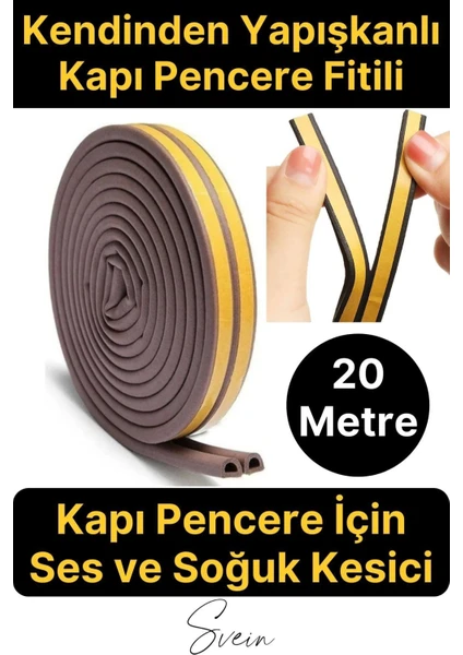 Pvc Doğrama Pencere Fitili Izolasyon Bandı Kendinden Yapışkanlı Kahve Kauçuk Yalıtım Bant 2X10=20 mt