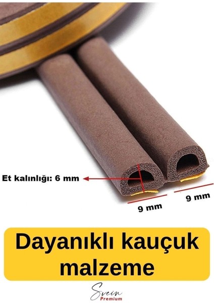 Kapı ve Pencere Soğuk Izolasyon Bandı Fitili Kendinden Yapışkanlı Kauçuk Yalıtım Bant 2X10 = 20 mt