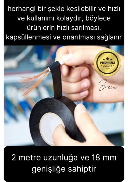 40 Ad. 20 mt Yalıtım Izole Pvc Elektrik Bandı Su Geçirmez Sızdırmaz Koruma Bant Siyah