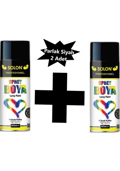 2 Adet Sprey Boya Parlak Siyah 400 ml