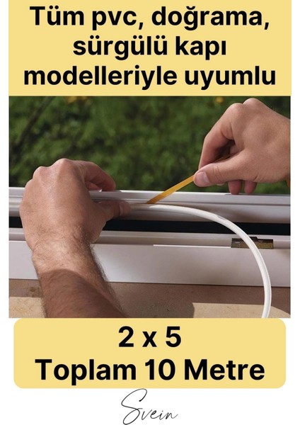 Premium Kapı Pencere Soğuk Toz Sızdırmaz Izolasyon Fitili Kendinden Yapışkanlı Isı Yalıtım 2x5=10 mt