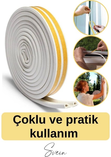 Premium Kapı Pencere Soğuk Toz Sızdırmaz Izolasyon Fitili Kendinden Yapışkanlı Isı Yalıtım 2x5=10 mt