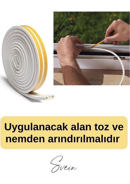 Premium Kapı Pencere Soğuk Toz Sızdırmaz Izolasyon Fitili Kendinden Yapışkanlı Isı Yalıtım 2x5=10 mt