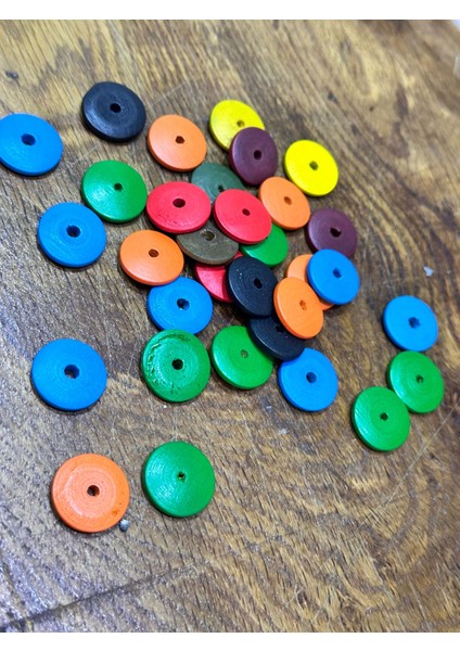 32 Adet Delikli Bambu Renkli Yassı Takı Boncuğu fiyatları