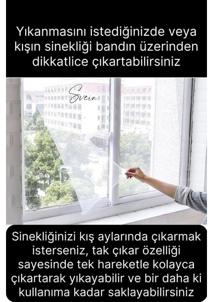 4 Adet Pratik Cam Pencere Kapı Uyumlu Çift Kanat Yırtılmaz Dayanıklı Kendinden Yapışkanlı Sineklik