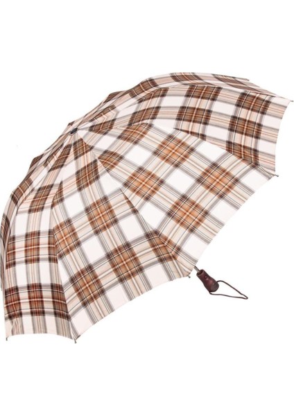 Tekno Trust Snotline Kadın 10 Telli Şemsiye Ekose Desen Bej 32L