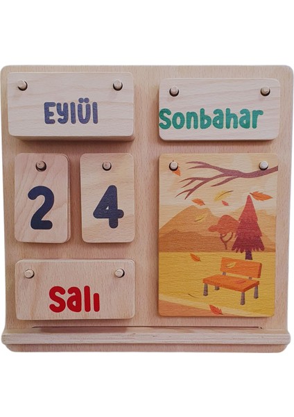 Gg Toys - Ahşap Takvim (Gün - Ay - Mevsim) (Her Yıla Uygun)